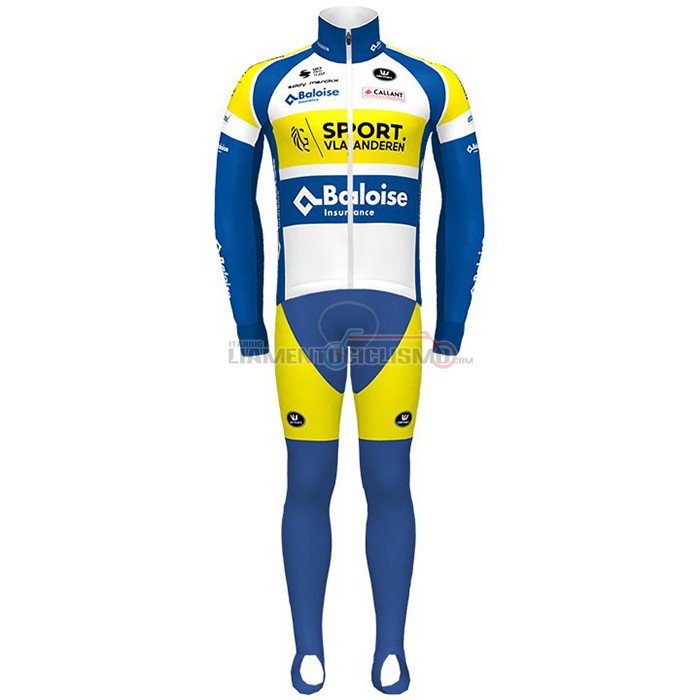 Abbigliamento Ciclismo Sport Vlaanderen Baloise Manica Lunga 2021 Blu Giallo